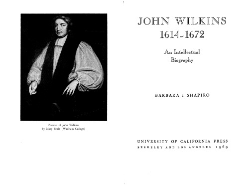 John Wilkins 1614-1672: an intellectual biography